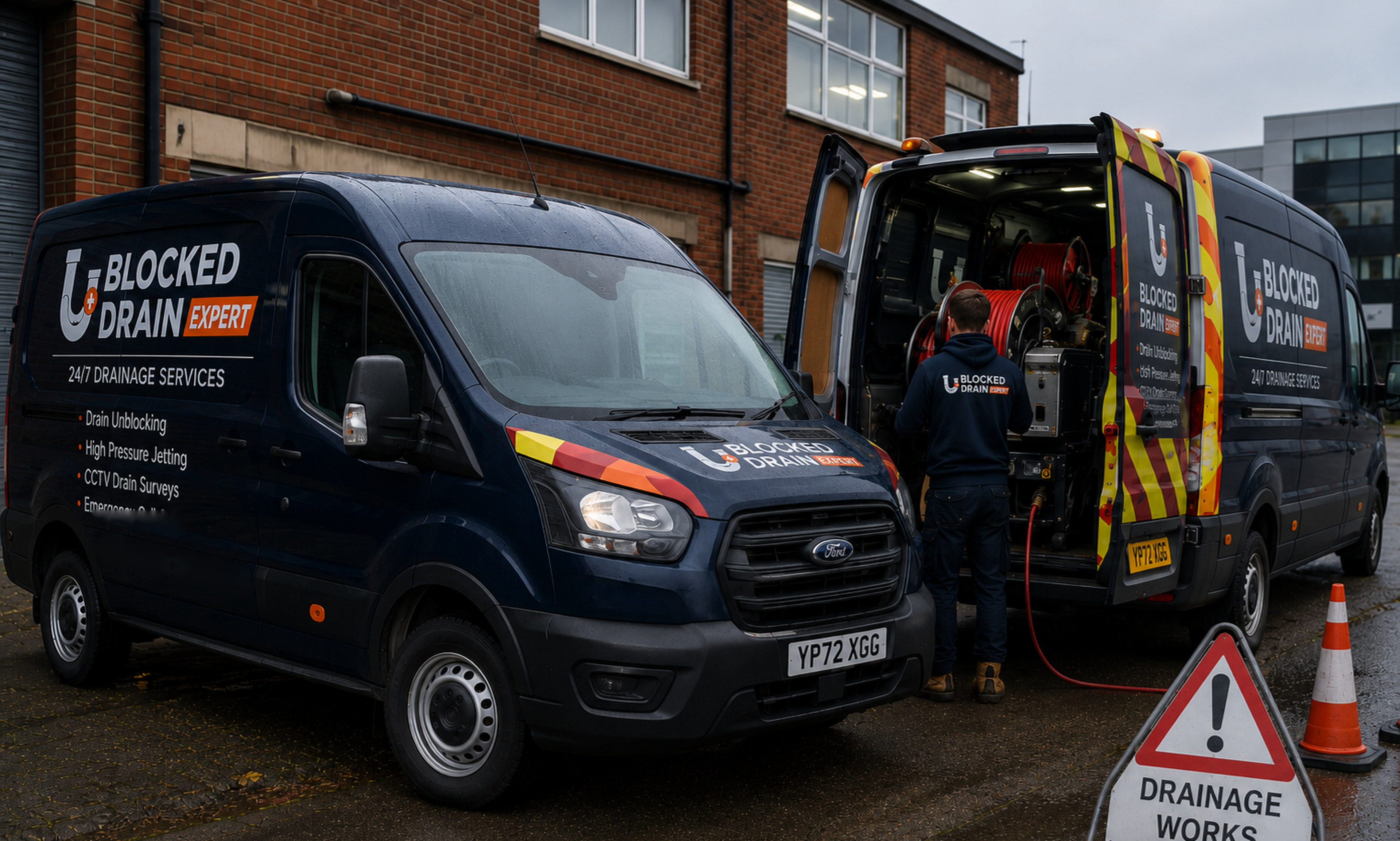 Blocked Drain Expert service vehicles and professional drainage equipment